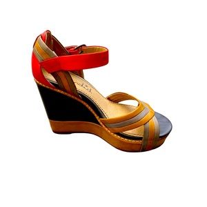 Splendid leather colorblock wedge 7.5